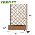 Metal Privacy Screen Trellis Planter with Raised Garden Bed Freestanding Privacy Screen Planter with Lockable Wheels Movable Outdoor Indoor Planter