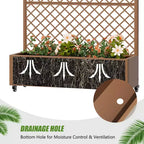 Metal Privacy Screen Trellis Planter with Raised Garden Bed Freestanding Privacy Screen Planter with Lockable Wheels Movable Outdoor Indoor Planter