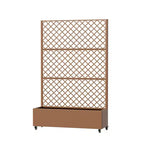Metal Privacy Screen Trellis Planter with Raised Garden Bed Freestanding Privacy Screen Planter with Lockable Wheels Movable Outdoor Indoor Planter