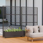 Metal Privacy Screen Trellis Planter with Raised Garden Bed Freestanding Privacy Screen Planter with Lockable Wheels Movable Outdoor Indoor Planter
