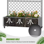 Metal Privacy Screen Trellis Planter with Raised Garden Bed Freestanding Privacy Screen Planter with Lockable Wheels Movable Outdoor Indoor Planter