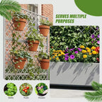 Metal Privacy Screen Trellis Planter with Raised Garden Bed Freestanding Privacy Screen Planter with Lockable Wheels Movable Outdoor Indoor Planter