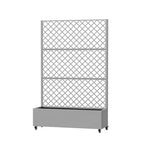 Metal Privacy Screen Trellis Planter with Raised Garden Bed Freestanding Privacy Screen Planter with Lockable Wheels Movable Outdoor Indoor Planter