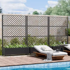 Metal Privacy Screen Trellis Planter with Raised Garden Bed Freestanding Privacy Screen Planter with Lockable Wheels Movable Outdoor Indoor Planter