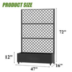 Metal Privacy Screen Trellis Planter with Raised Garden Bed Freestanding Privacy Screen Planter with Lockable Wheels Movable Outdoor Indoor Planter