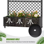 Metal Privacy Screen Trellis Planter with Raised Garden Bed Freestanding Privacy Screen Planter with Lockable Wheels Movable Outdoor Indoor Planter