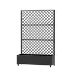 Metal Privacy Screen Trellis Planter with Raised Garden Bed Freestanding Privacy Screen Planter with Lockable Wheels Movable Outdoor Indoor Planter