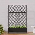 Metal Privacy Screen Trellis Planter with Raised Garden Bed Freestanding Privacy Screen Planter with Lockable Wheels Movable Outdoor Indoor Planter