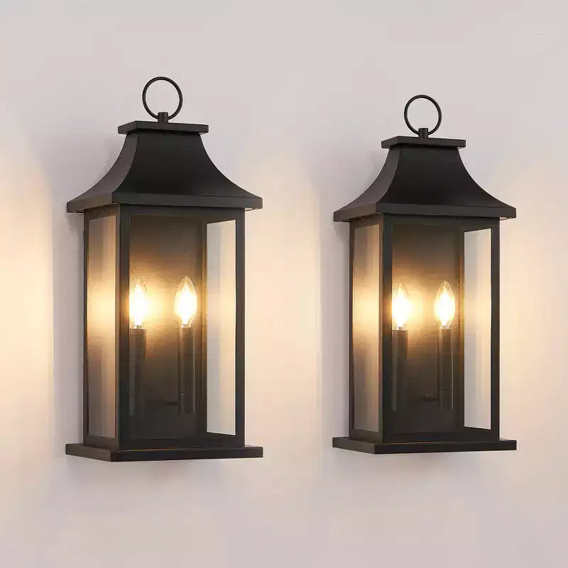 GDFStudio Aaron Modern Outdoor Iron Wall Lights (Set of 2)