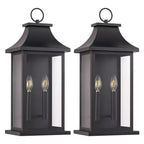 GDFStudio Aaron Modern Outdoor Iron Wall Lights (Set of 2)