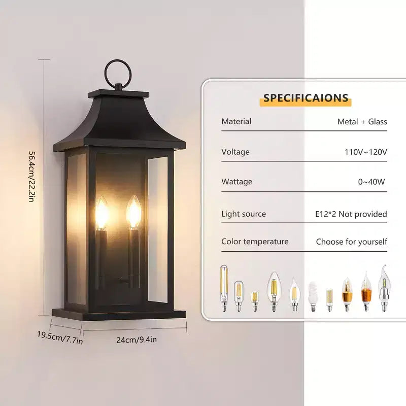 GDFStudio Aaron Modern Outdoor Iron Wall Lights (Set of 2)