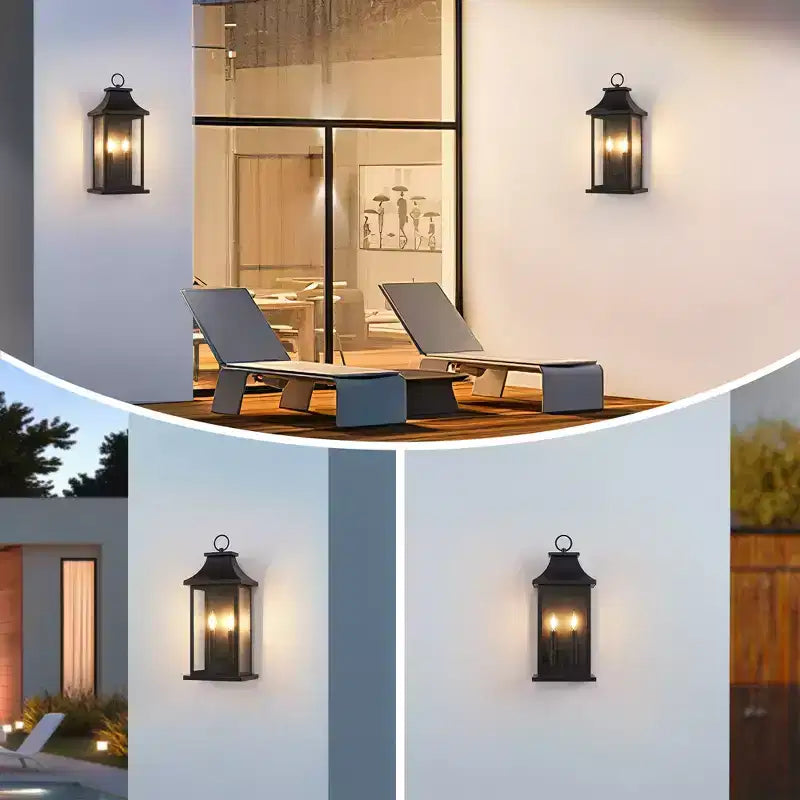 GDFStudio Aaron Modern Outdoor Iron Wall Lights (Set of 2)