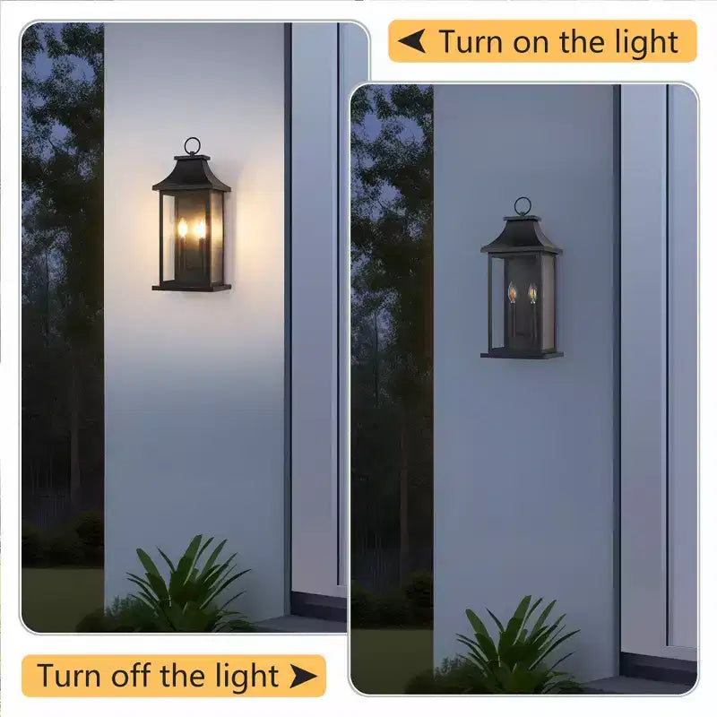 GDFStudio Aaron Modern Outdoor Iron Wall Lights (Set of 2)