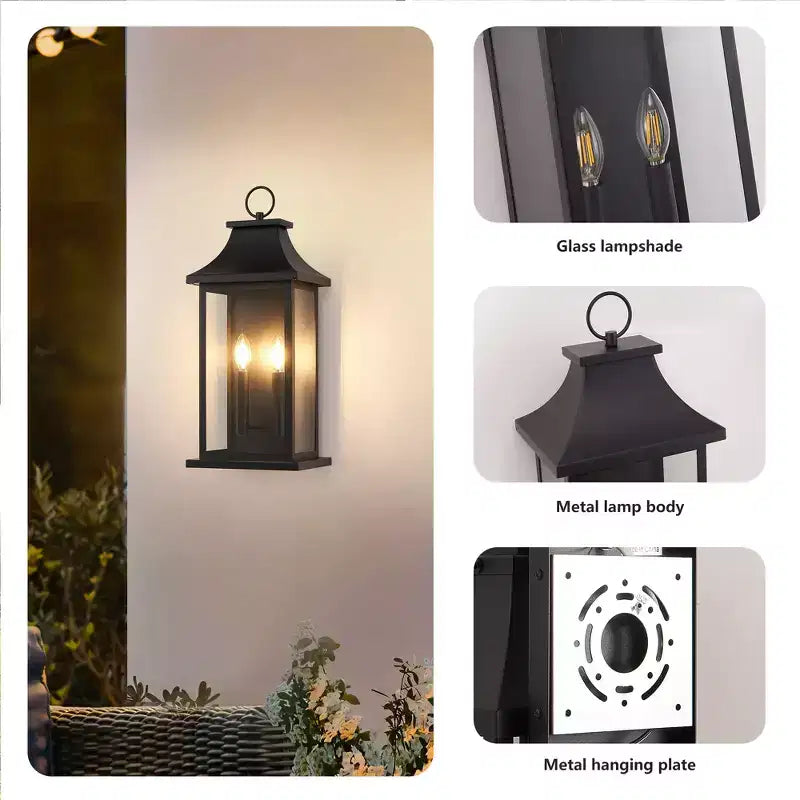 GDFStudio Aaron Modern Outdoor Iron Wall Lights (Set of 2)