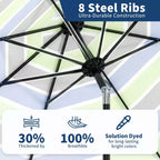 10FT Patio Umbrella - UV/Waterproof Market Parasol with 8 Ribs & Crank Tilt for Pool, Deck & Garden