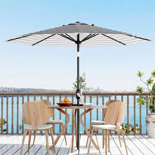 10FT Patio Umbrella - UV/Waterproof Market Parasol with 8 Ribs & Crank Tilt for Pool, Deck & Garden