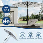 10FT Patio Umbrella - UV/Waterproof Market Parasol with 8 Ribs & Crank Tilt for Pool, Deck & Garden