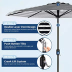 10FT Patio Umbrella - UV/Waterproof Market Parasol with 8 Ribs & Crank Tilt for Pool, Deck & Garden