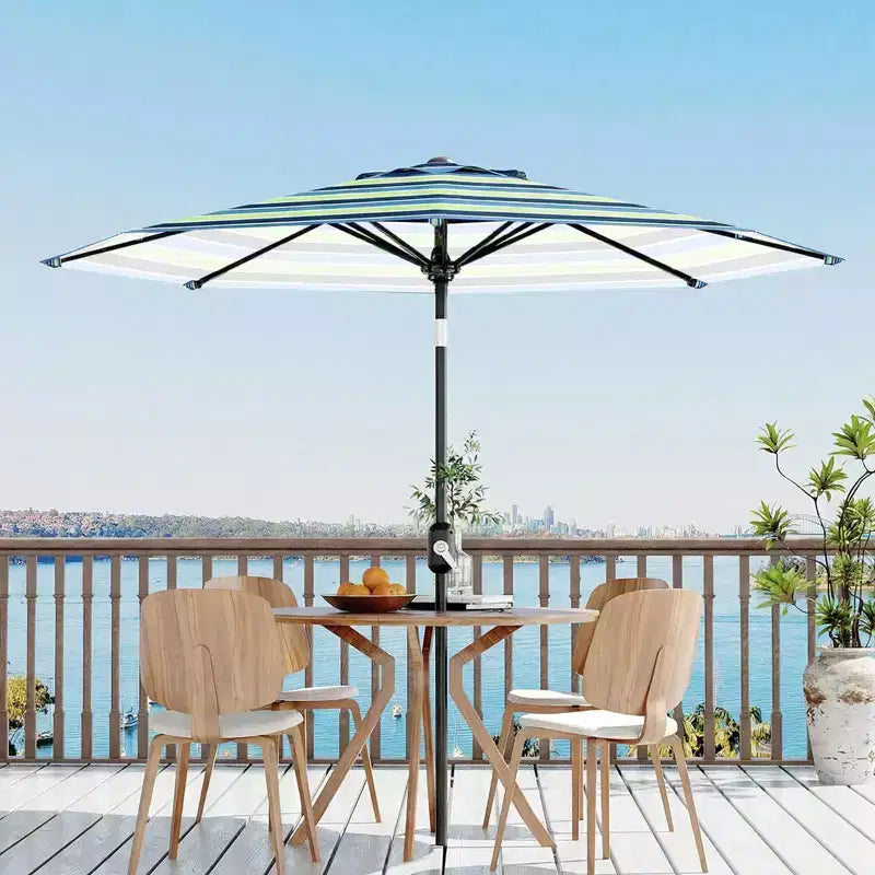 10FT Patio Umbrella - UV/Waterproof Market Parasol with 8 Ribs & Crank Tilt for Pool, Deck & Garden