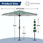 10FT Patio Umbrella - UV/Waterproof Market Parasol with 8 Ribs & Crank Tilt for Pool, Deck & Garden