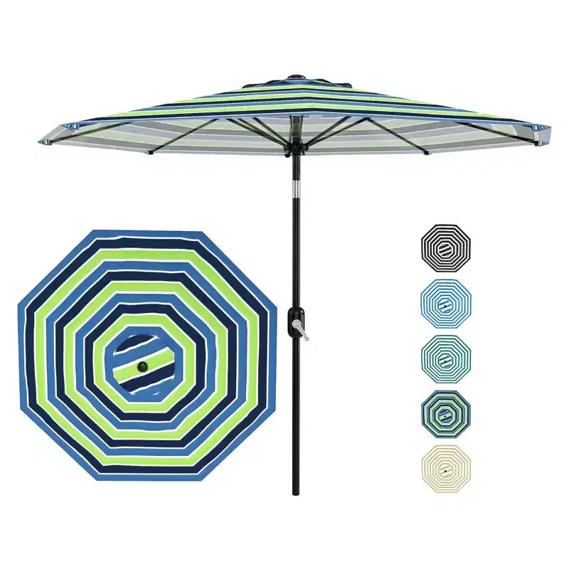 10FT Patio Umbrella - UV/Waterproof Market Parasol with 8 Ribs & Crank Tilt for Pool, Deck & Garden