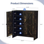 Karl Home 2-Door Barn Door Shoe Cabinet Black Square Handle Black Oak 31.6 Inch