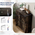 Karl Home 2-Door Barn Door Shoe Cabinet Black Square Handle Black Oak 31.6 Inch