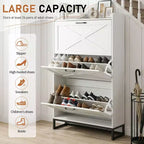 Karl Home 3-Drawer Barn Door Shoe Cabinet With Top Baffle
