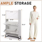 Karl Home 3-Drawer Barn Door Shoe Cabinet With Top Baffle