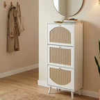 Karl Home Rattan Panel 3 Flip-Drawer Shoe Cabinet 21.26 W