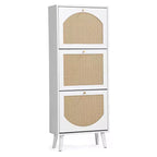 Karl Home Rattan Panel 3 Flip-Drawer Shoe Cabinet 21.26 W