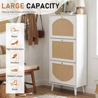 Karl Home Rattan Panel 3 Flip-Drawer Shoe Cabinet 21.26 W