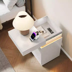 Designed for everyday convenience, this Nightstand with Built-In Charging Station and LED Lighting, 3-Drawer Sliding-Top Modern Bedside Table,.