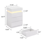 Designed for everyday convenience, this Nightstand with Built-In Charging Station and LED Lighting, 3-Drawer Sliding-Top Modern Bedside Table,.