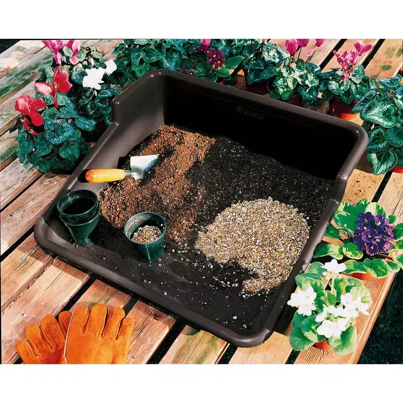Garden Tidy Tray Gardening Set with Stainless Steel Hand Tools & Bamboo Handles, Multiple Tool Options & Colors