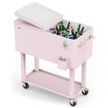 Karl Home 80 qt. Pink Outdoor Rolling Cooler Cart