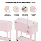 Karl Home 80 qt. Pink Outdoor Rolling Cooler Cart