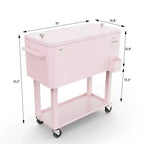 Karl Home 80 qt. Pink Outdoor Rolling Cooler Cart