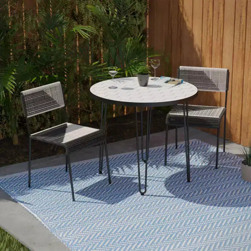 Watkindale 2 Chair Bistro Set - White/Black - SEI