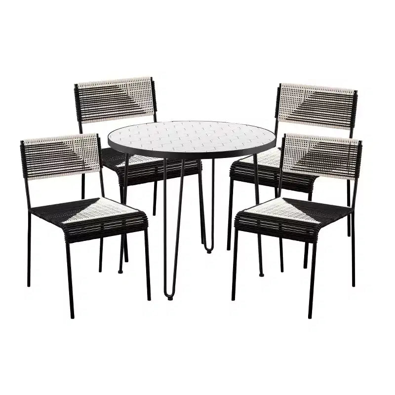 Watkindale 4 Chair Bistro Set - White/Black - SEI