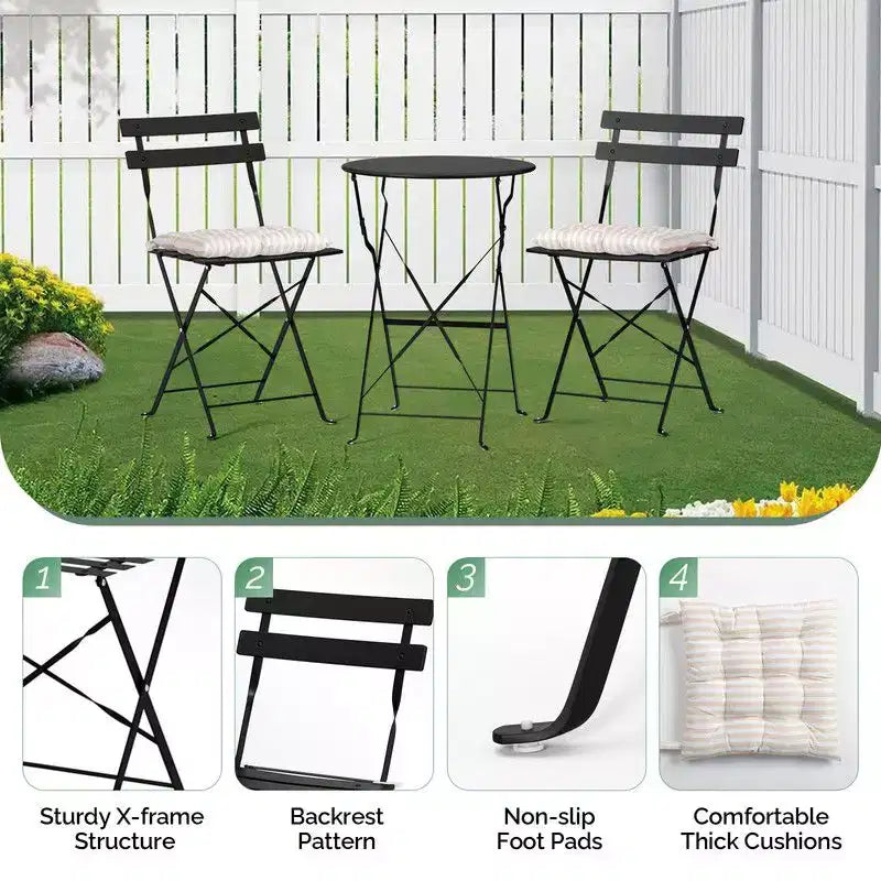 Karl Home 3-Piece Patio Dining Set With Seat Cushions