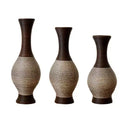 NAYSAYE Set of 3 Handcrafted Woven Floor Vases, Elegant Desktop & Standing Decor for Classic Modern Home Styling, Brown white, 22.16*10.51*29.86