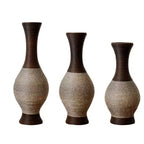 NAYSAYE Set of 3 Handcrafted Woven Floor Vases, Elegant Desktop & Standing Decor for Classic Modern Home Styling, Brown white, 22.16*10.51*29.86