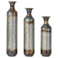 NAYSAYE 3-Piece Droplet Shaped Metal Floor Vases, Modern Glazed Decorative Vases For Elegant Home Decor, Gold and White, 21.25*7.8*30.9