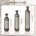 NAYSAYE 3-Piece Droplet Shaped Metal Floor Vases, Modern Glazed Decorative Vases For Elegant Home Decor, Gold and White, 21.25*7.8*30.9