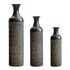 NAYSAYE Decorative Metal Vases Set of 3, Tall Floor Vases with Textured Pattern for Modern Home Living Room Decor, Black, 36.2*9.64*9.64