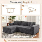 Celebalcony 103 Boneless Modular Sectional Sofa, L-Shaped Chaise with 2 Cup Holders, Plush Corduroy Cloud Couches for Living Room, No Assembly
