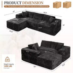 Celebalcony 103 Boneless Modular Sectional Sofa, L-Shaped Chaise with 2 Cup Holders, Plush Corduroy Cloud Couches for Living Room, No Assembly