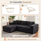 Celebalcony 103 Boneless Modular Sectional Sofa, L-Shaped Chaise with 2 Cup Holders, Plush Corduroy Cloud Couches for Living Room, No Assembly
