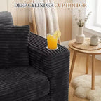 Celebalcony 103 Boneless Modular Sectional Sofa, L-Shaped Chaise with 2 Cup Holders, Plush Corduroy Cloud Couches for Living Room, No Assembly